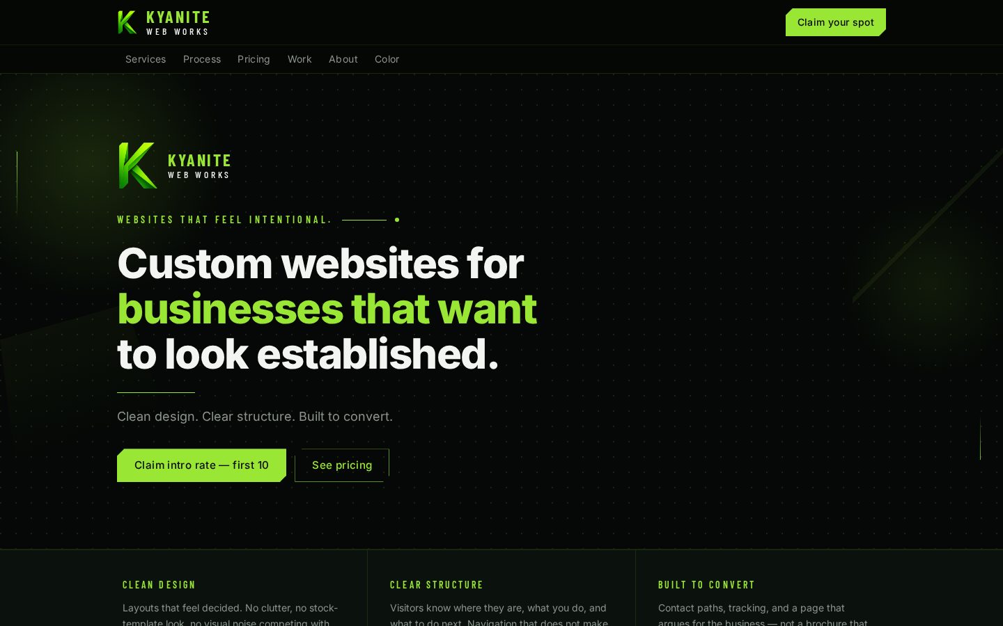 Kyanite Web Works — live site